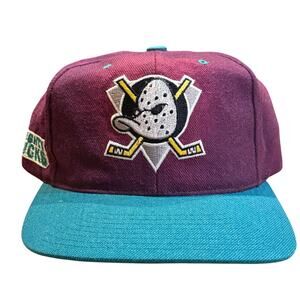 Mighty Ducks of Anaheim WOOL American Needle Vintage Spellout SnapBack Hat Cap
